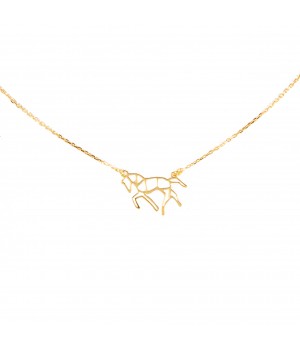 Silver, gold plated, celebrity necklace - origami horse