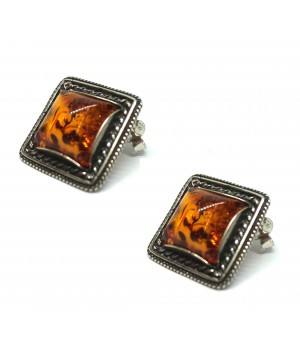Silver earrings with amber...