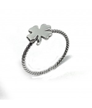 Silver ring with a clover