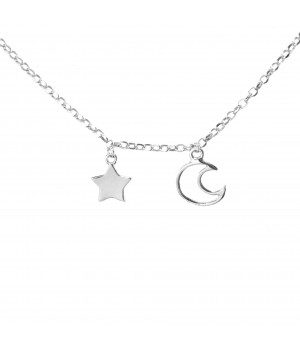 Silver necklace "MOON AND...