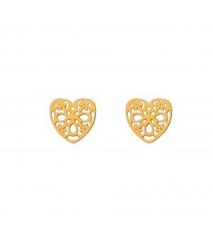 Silver, gold-plated, earrings, openwork HEART