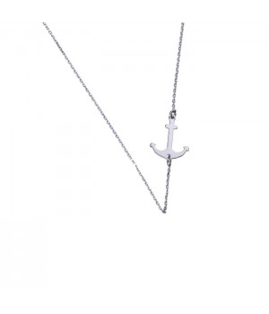 Silver celebrity necklace with anchor pendant.