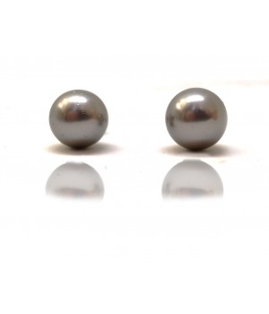 Silver earrings pearls - gray