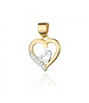 Gold heart pendant with diamonds